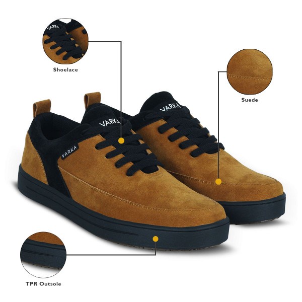 Sepatu Sneaker Pria Terbaru V 601 Brand Varka Sepatu Kasual Sepatu  Pria Warna Hitam Tan.