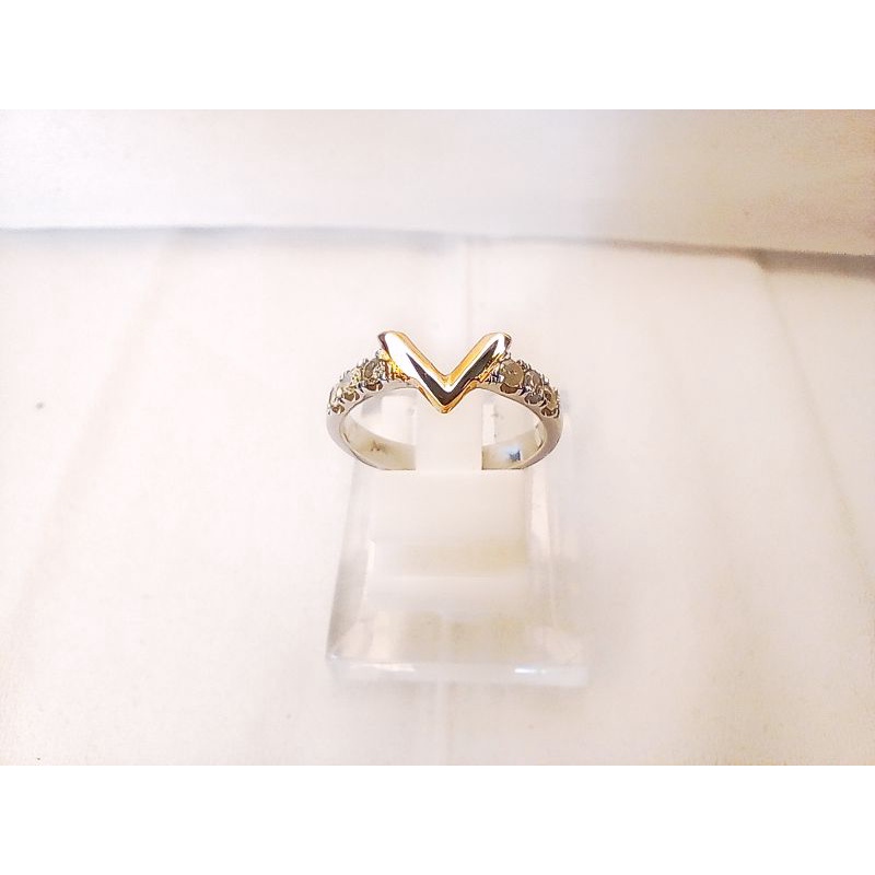 cincin perak berlian asli mata 6 huruf v besar