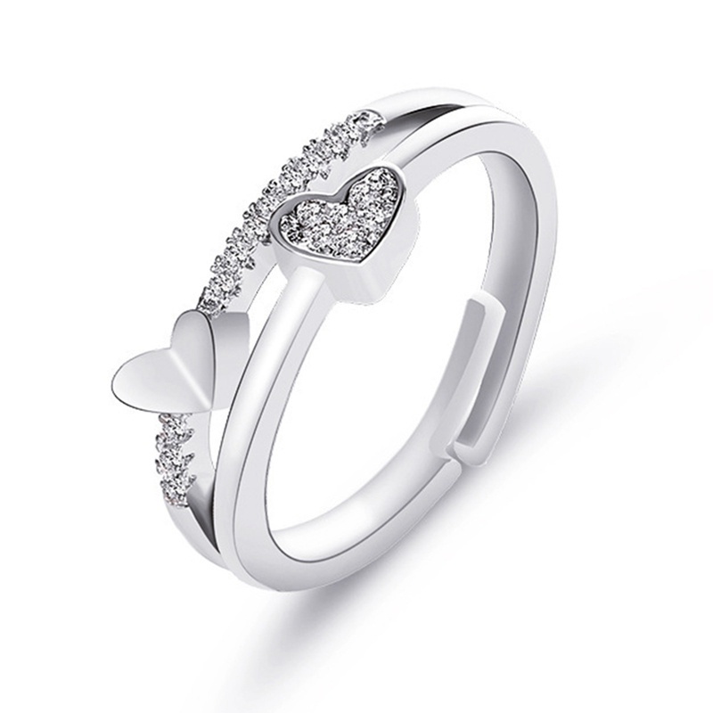 Fancyqube Cincin Model Terbuka Desain Hati Unik Untuk Wanita