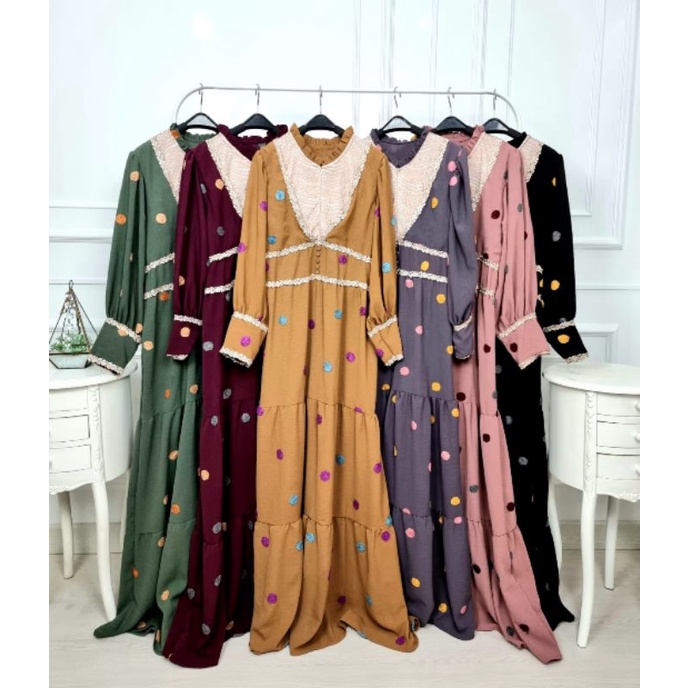 Gamis lesti pom" bulat two tone original by meijiewang