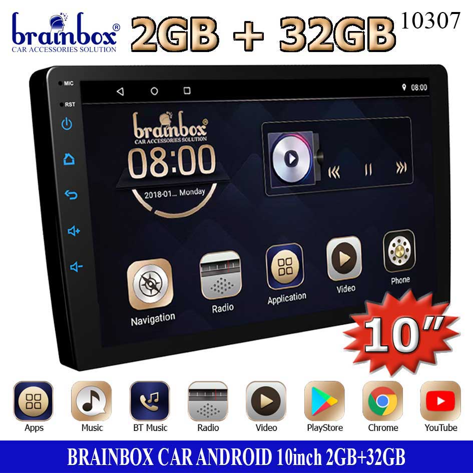 Brainbox TV Android 10 Inch 2GB + 32GB Head Unit Mobil 2 Din Double Din Headunit Tape Mobil MP5 Play