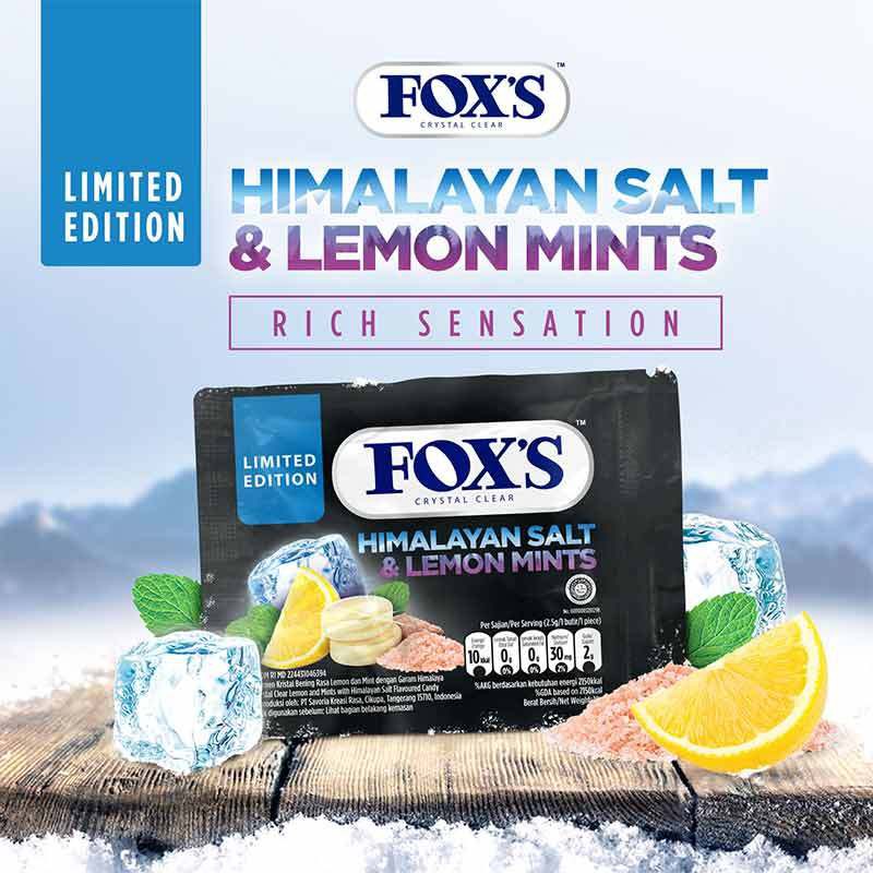 

FOX'S CRYSTAL CLEAR HIMALAYAN SALT AND LEMON MINTS 15 GRAM PERMEN FOX