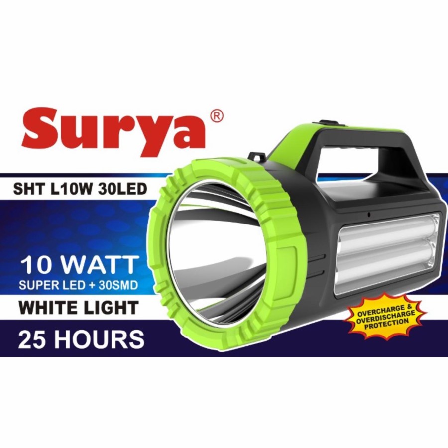 Surya Senter LED Super Terang 2 in 1 SHT L10W 30LED LAMPU PUTIH Rechargeable 25 Jam 1000 Meter