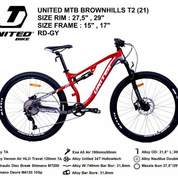 SEPEDA GUNUNG 27.5 MTB UNITED BROWNHILLS T2