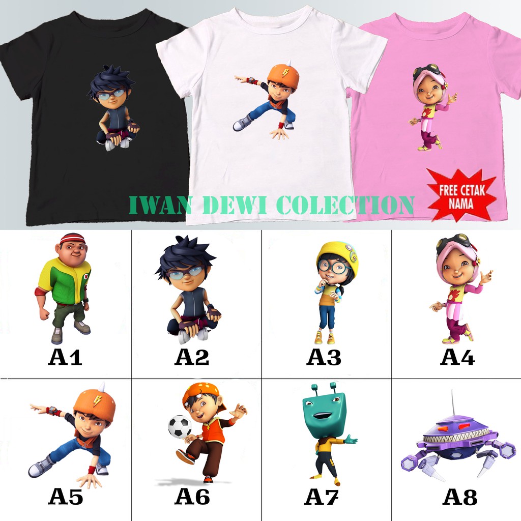 baju kaos anak BOBOIBOY GOPAL YAYA YING / kaos anak boboiboy galaxy ( free nama )