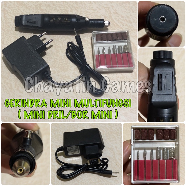 Bor Mini / Mini  Drill PCB + Adaptor Alat Pembuat Lubang Pada Papan PCB Box Pink