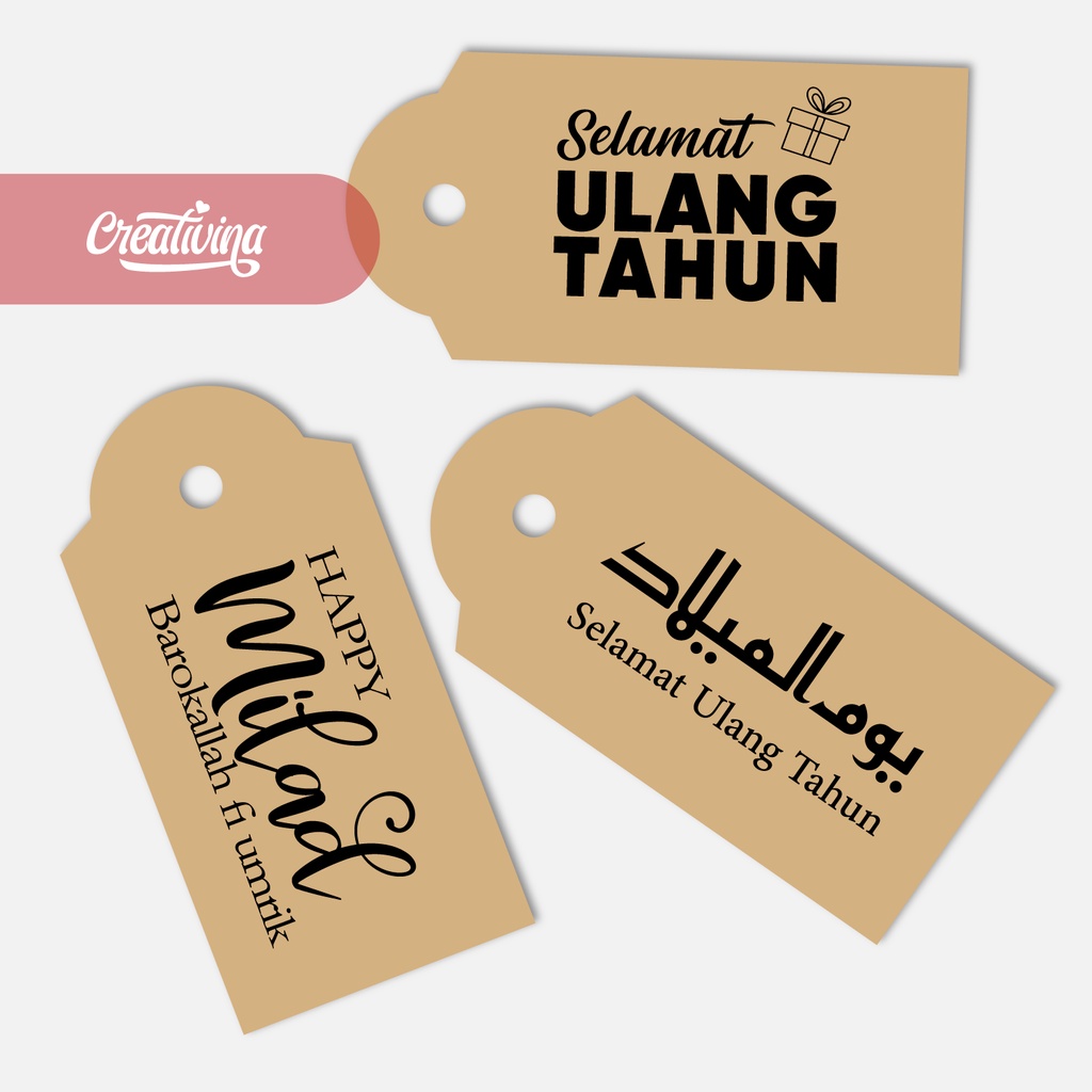 

Hang Tag Happy Birthday Selamat Ulang Tahun Happy Milad Barakallah Fi Umrik Kraft Vintage Aesthetic Desain Unik Kreatif untuk Pelengkap Gift Box Kado Hampers Ulang Tahun Pacar Sahabat Cowok Cewek