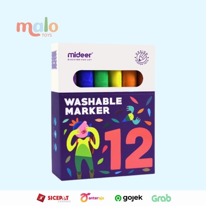 

Buruan Malotoys - Mideer Washable Marker 12 Colors Spidol 12 Warna Nontoxic Promo