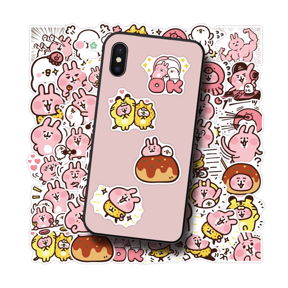 Lucu merah muda kelinci stiker kartun Jepang emoji Keyboard case Jurnal bahan Anak cangkir tangan Bu