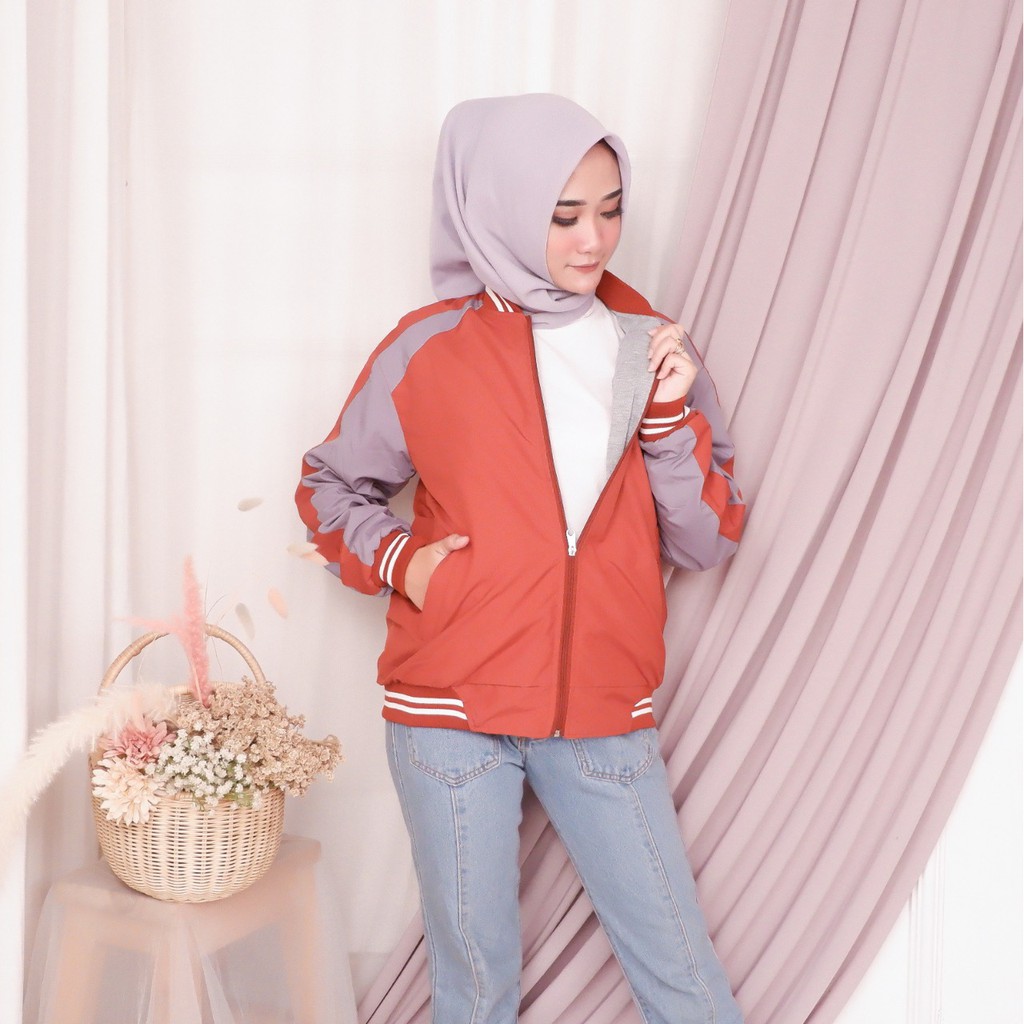 SKJ ORANGE |ManNeedMe x AMZ| Jaket Pria Bomber Jaket Parasut Unisex 2 in 1 ORIGINAL