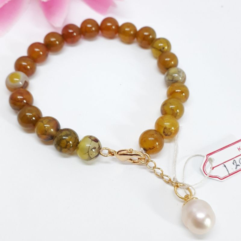 gelang mutiara air laut mix batu alam