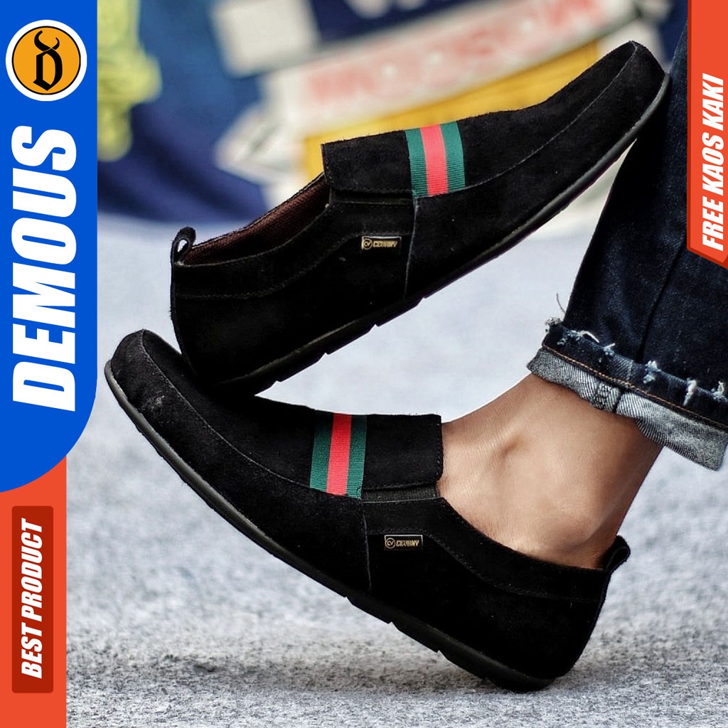 DEMOUS YOMI Sepatu Casual Slip On Kulit Asli