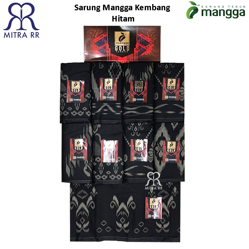 Sarung Mangga Gold Kembang Hitam Sarung Tenun Dewasa Kembang Satuan Grosir