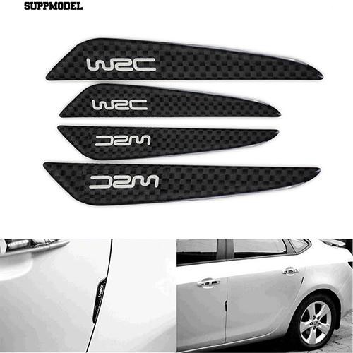 ⏲4 Pcs Carbon Fiber Mobil Side Doors Anti Gores Perlindungan Pengawal Trims Stiker