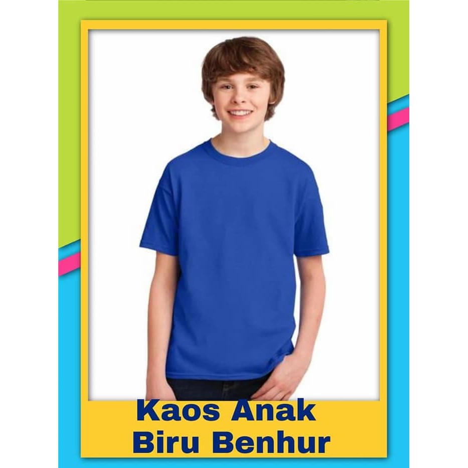 PROMO MURAH Kaos polos anak Biru Benhur - Oblong polos anak Biru Benhur .