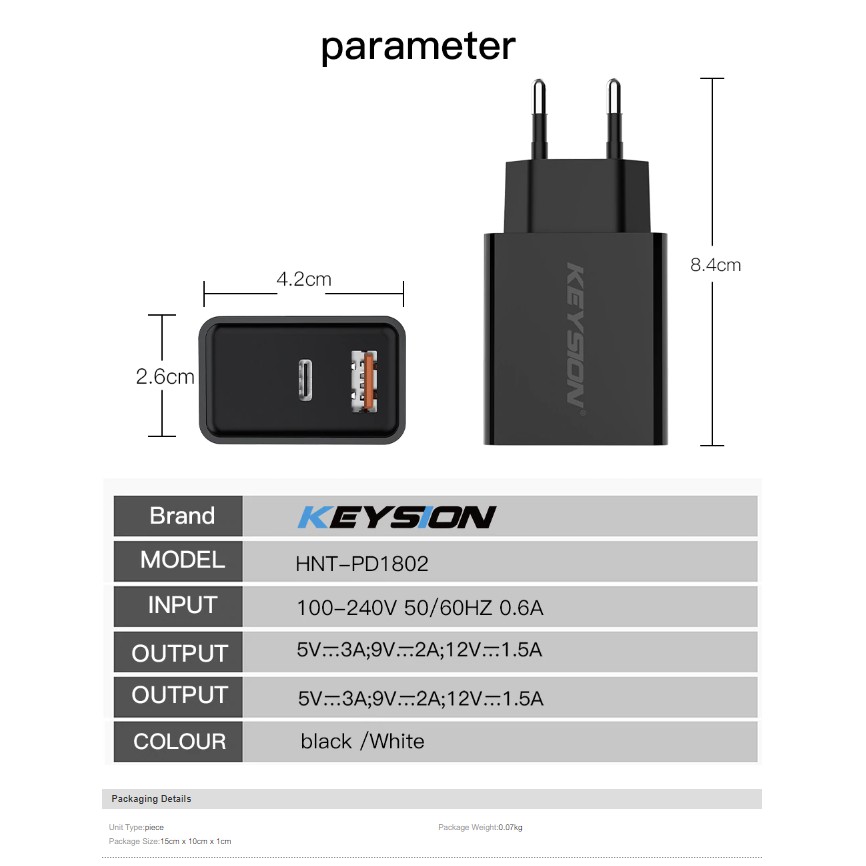 Charger Keysion 18W PD quick charge 3.0 - bergaransi 6 bulan