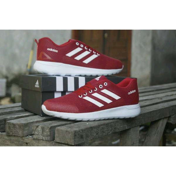 Sale Sepatu Adidas Cloudfoam Running Casual Sport Pria Grade Original Merah