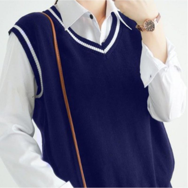 Vest / Rompi  Rajut list putih