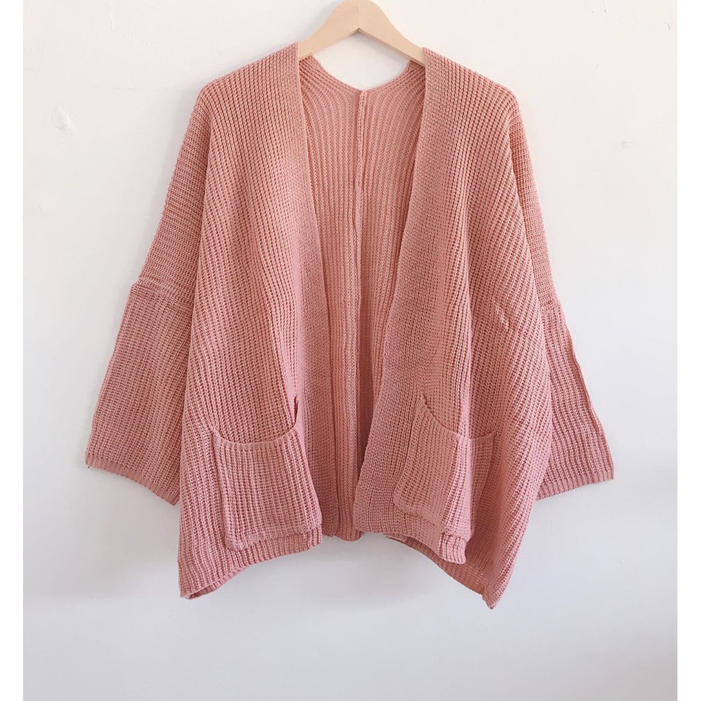 Cardigan Rajut Wanita Oversize / Loocy Cardy / Cardigan Rajut 7get Tebal Premium-Dusty Pink