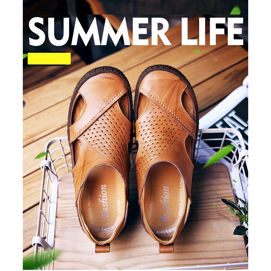 Sepatu Sandal  Pantai Anti Slip Bahan Kulit Sapi Kualitas 