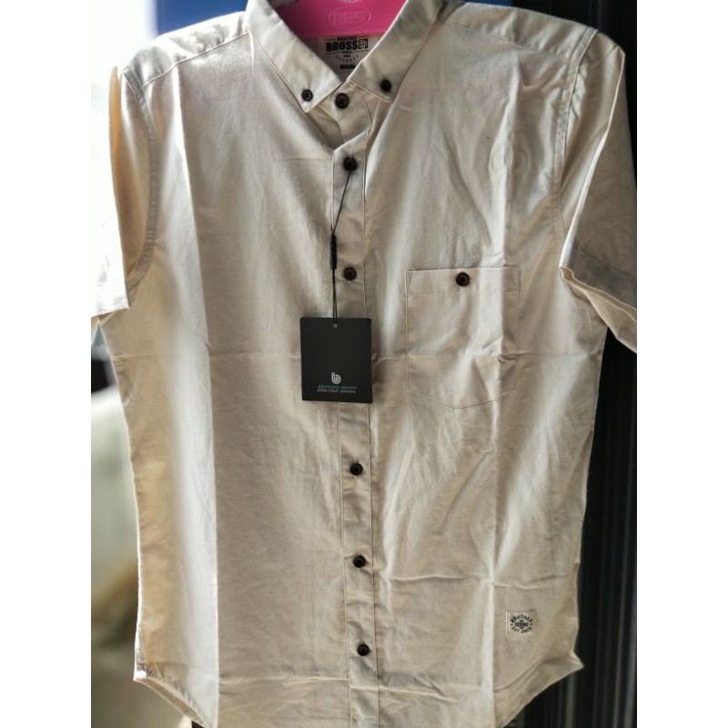 Kemeja Pria Cream lengan Pendek Brother Bross