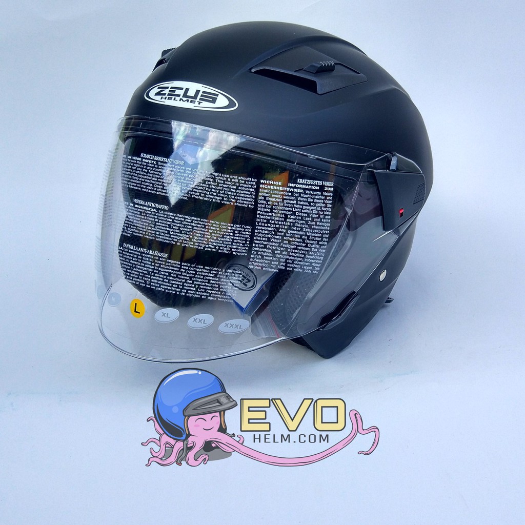 ZEUS ZS611 SOLID MATT BLACK ORIGINAL - HELM ZEUS HALFFACE ZEUS611 BLACKDOFF HITAM DOFF