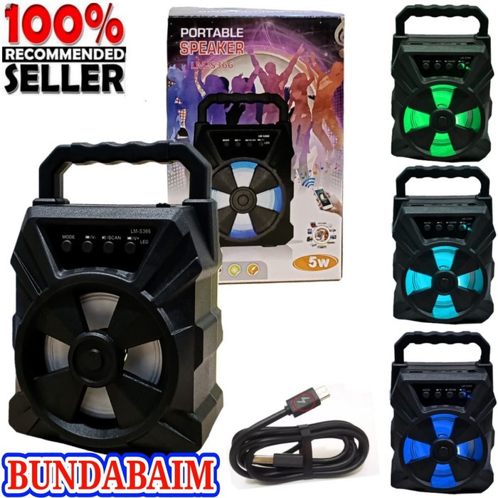 SPEAKER BLUETOOTH PORTABLE LM-S366 LMS366 / SPEKER WIRELESS AUDIO BASS  SB
