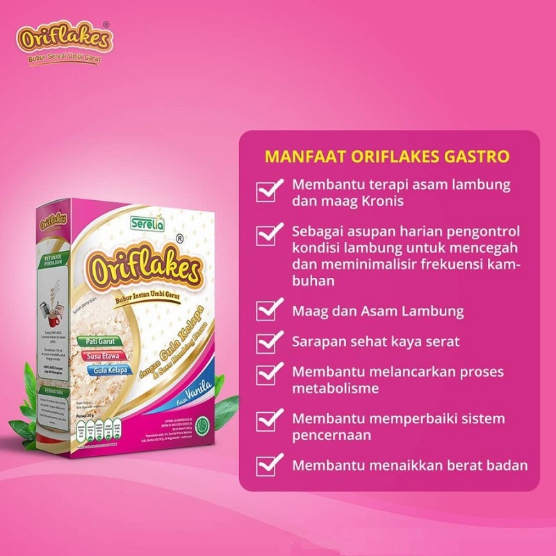 Oriflakes Gastro Sereal Umbi Tepung Pati Garut Obat Asam Lambung  Herbal Ampuh Plus Susu Etawa Platinum Penambah Nafsu Makan Dewasa