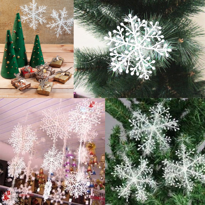 Zzz 3pcs Ornamen Snowflake Putih Pohon Natal Deco Festival Decortion