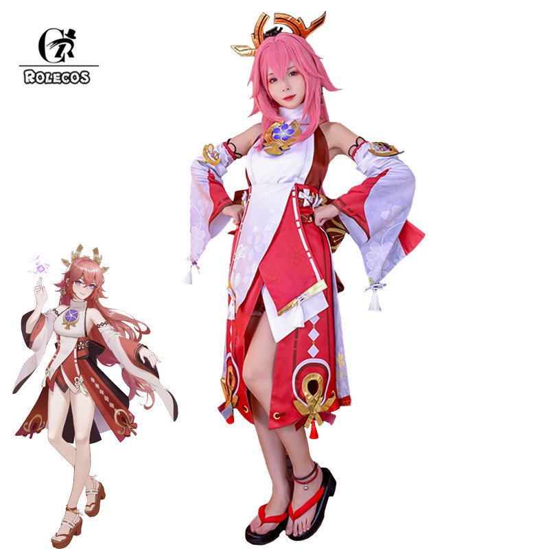 Game Genshin Impact Yae Miko Cosplay Costume Yae Guuji Cosplay Costume Sexy Women Dress Hall
