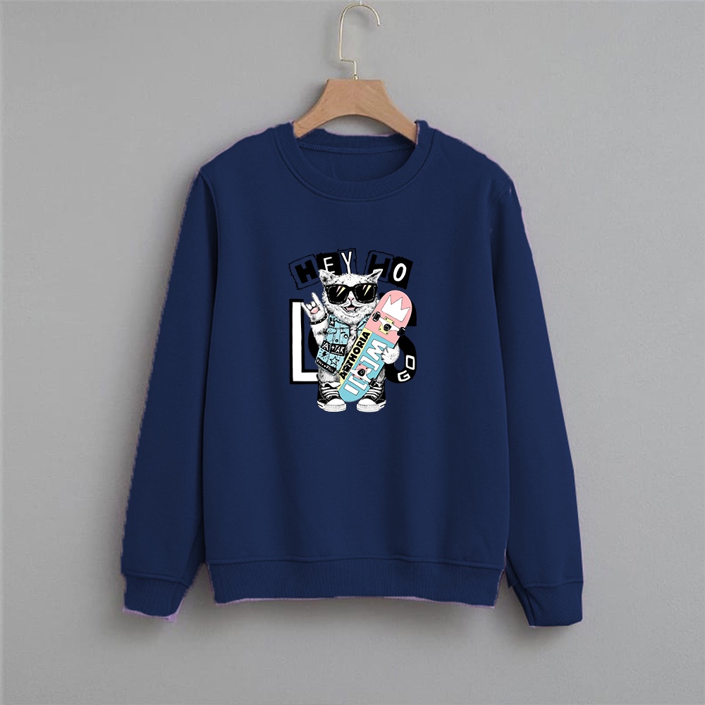 Crewneck Wanita Hey HoCat Sweater wanita size M-XXL