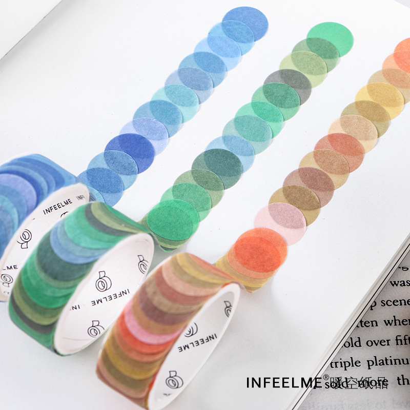 Winzige 100pcs Round Washi Stickers Pure Color Tape Mark Sticker-6