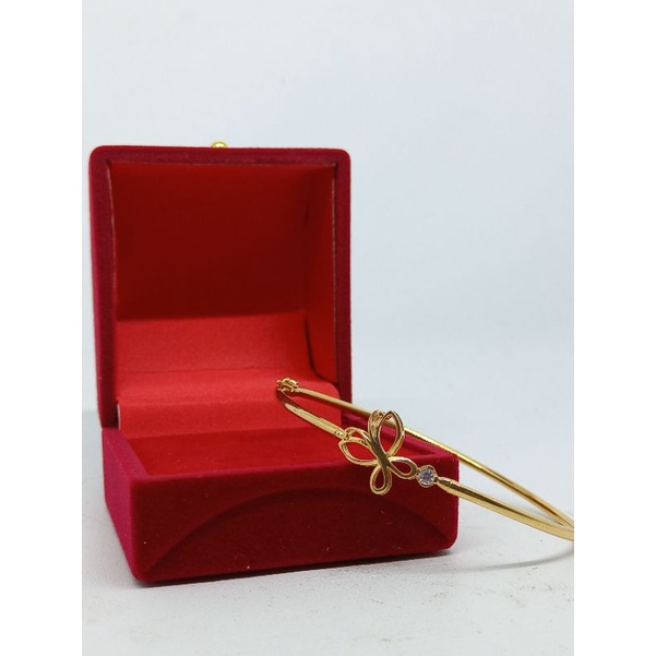 GELANG PERAK 925 ASLI LAPIS EMAS/GELANG BANGLE KUPU KUPU/GELANG ASLI SILVER/GELANG FASHION WANITA