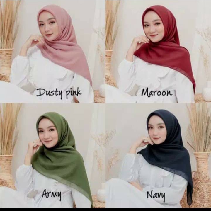 [Bisa COD]Hijab Bella Square / Jilbab Segiempat Polos / Kerudung Muslim