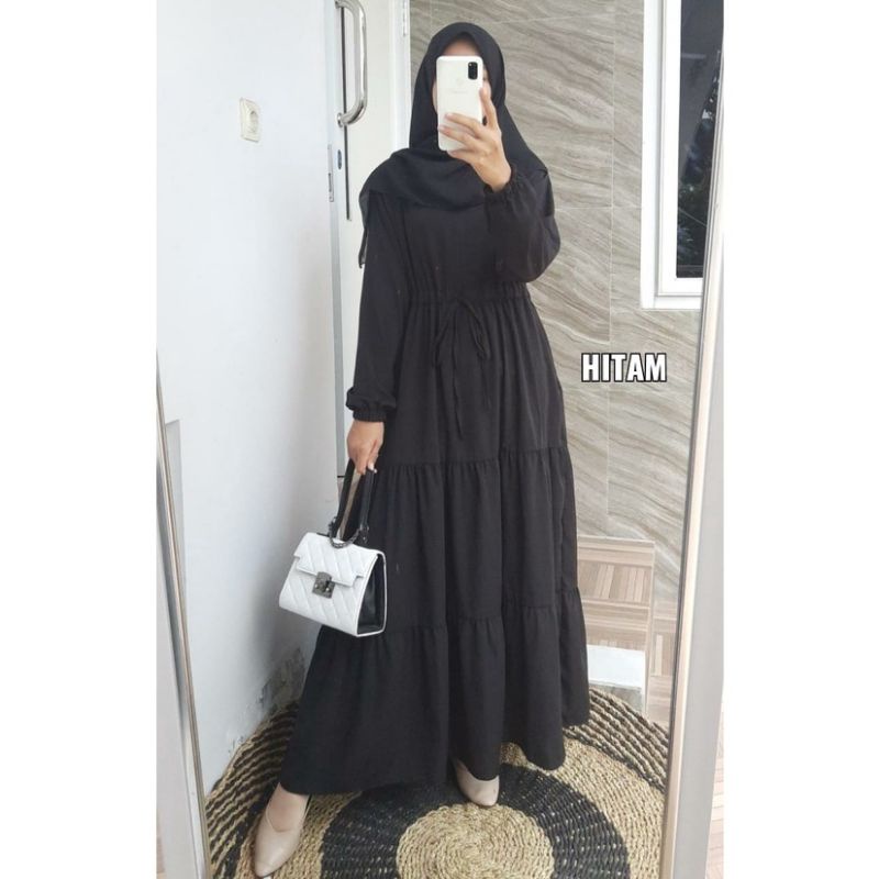 Gamis ity crepe ,Serut Susun Basic/ Gamis Polos Serut/termurah/terlaris