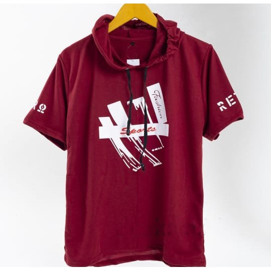 Kaos Hoodie Lengan Pendek Pria / Baju Hoodie Pria / Kaos Bertopi Lengan Pendek / Kaos Pria Terbaru