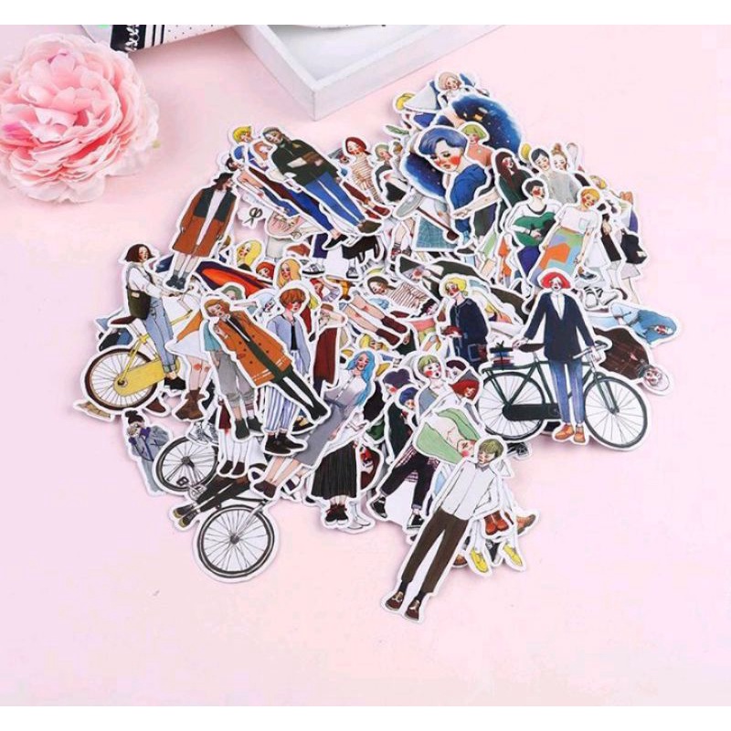

[ 10 Pcs Sticker Girl Pretty Aesthetic • for Scrapbook Bullet Journal/ Diary decoration]