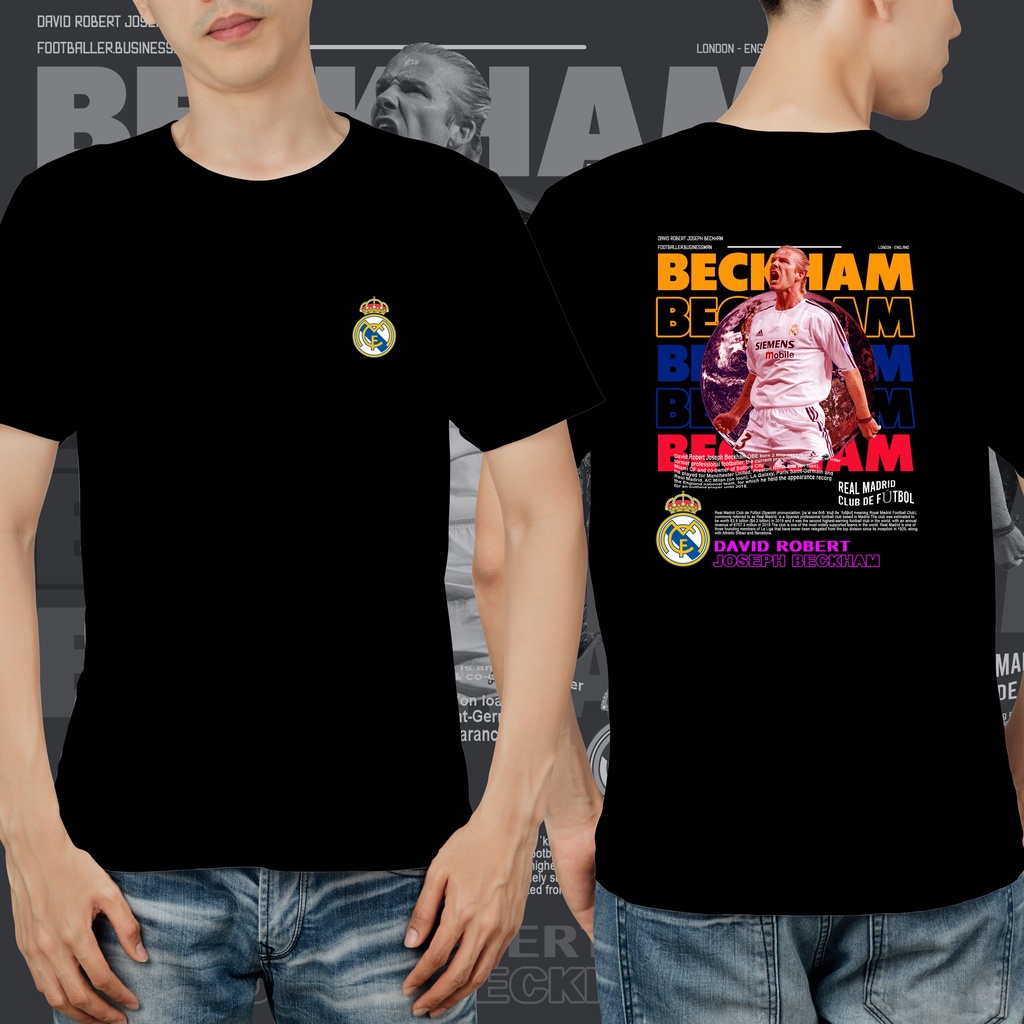 Kaos Real Madrid david Beckham Hitam Putih Navy Kaos distro Kualitas Premium SM_001