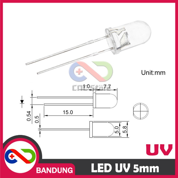 10PCS LED 5MM F5 UV ULTRAVIOLET UNGU CLEAR DETEKTOR UANG PALSU