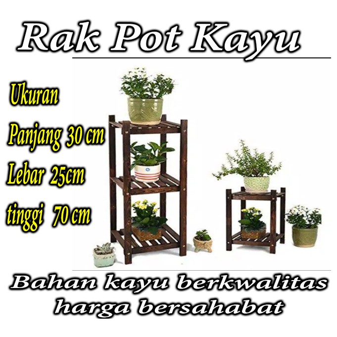rak bunga susun kayu  murah 5 tatakan pot