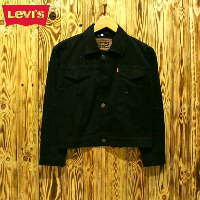 Jaket Denim Cewek Body Fit Hitam Murah