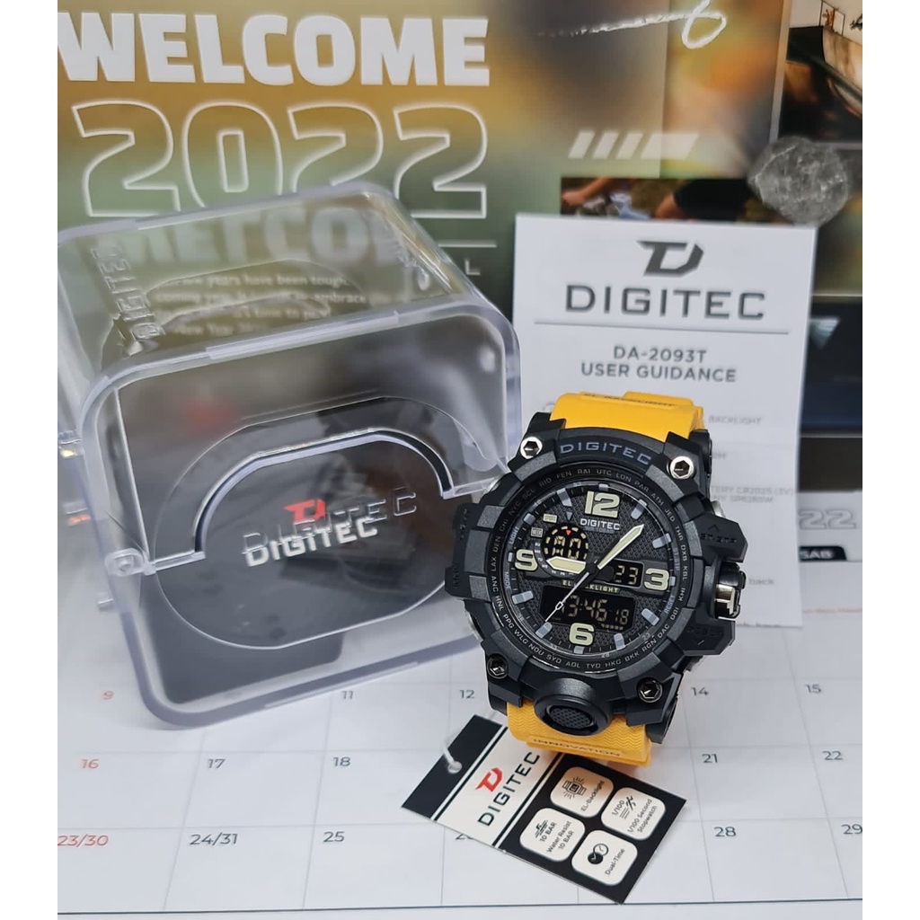 JAM TANGAN PRIA DIGITEC DA 2093 / DA-2093 / DA2093 ORIGINAL DUALTIME FREE BATRE CADANGAN