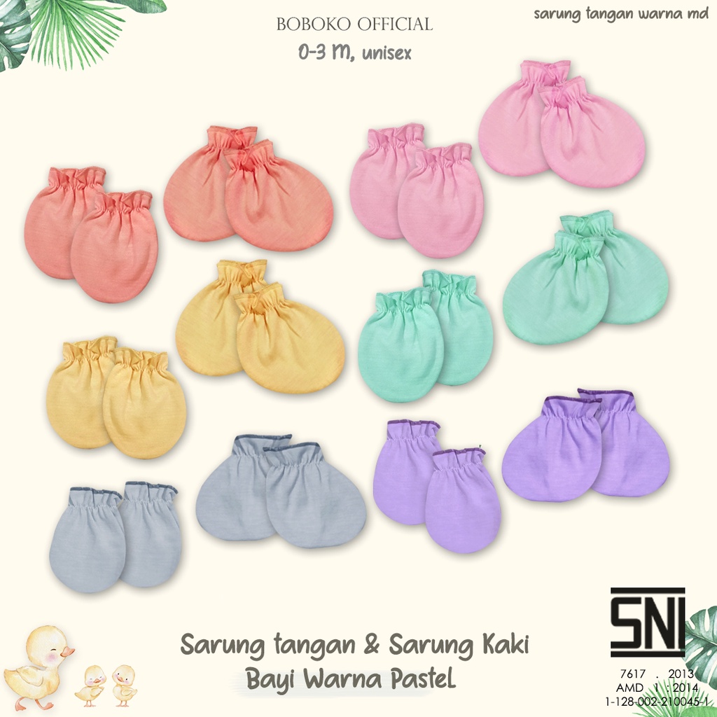 BOBOKO Sarung tangan dan sarung kaki bayi Warna Pastel serut