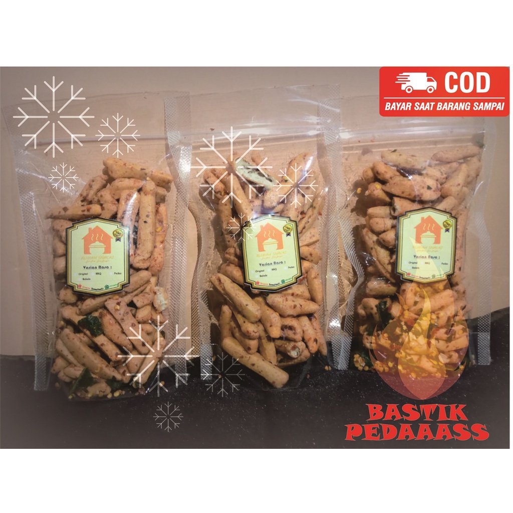 

Bastik Daun Jeruk Basreng Baso goreng PEDAS 100 gram || Standing Pouch Ziplock