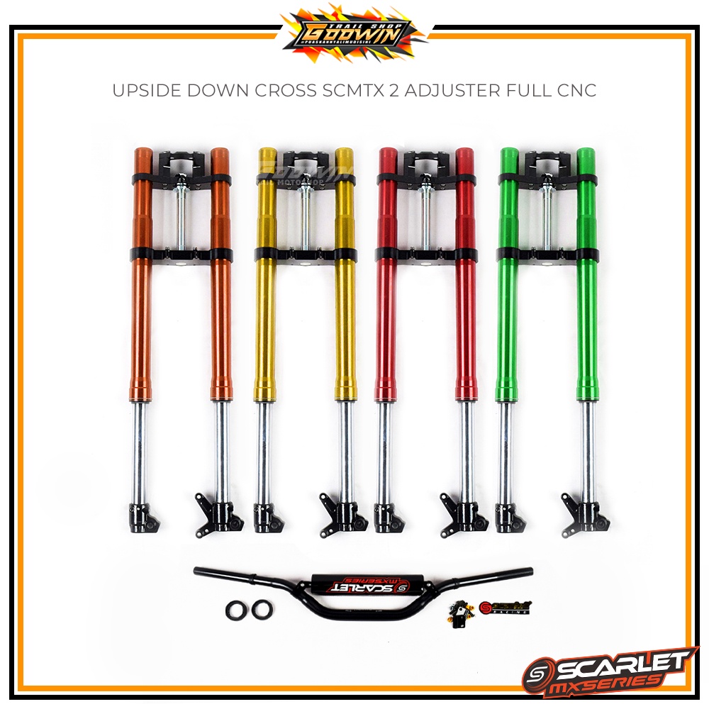 Upsidedown USD Upside Down Shock Depan SCARLET MX 2 Adjuster KLX 150 CRF 150L Full CNC + Stang KLX150 BIFGOOT DTRACKER NEW 3107 Plus Bearing