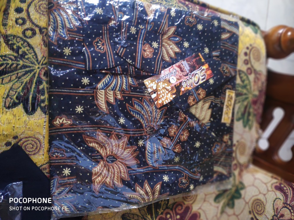 Kemeja Batik Pria Lengan Panjang Size M L Xl Xxl  Bswart Batik Hrb026 Kenongo Hem Panjang Padi