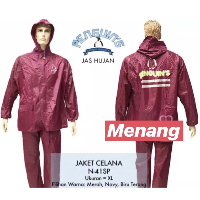 PENGUINS JAS HUJAN SETELAN JAKET CELANA PENGUINS N41SP / N 41 SP Jas Hujan Penguins BAHAN ParasIt N-41SP Jaket Celana