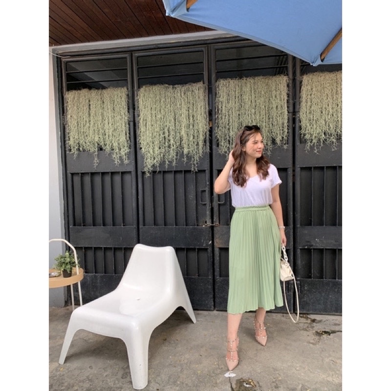 rok lipit plisket mint skirt
