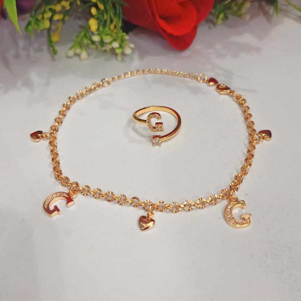 Gelang Nuri Plus Cincin A-Z Gold  (COD)