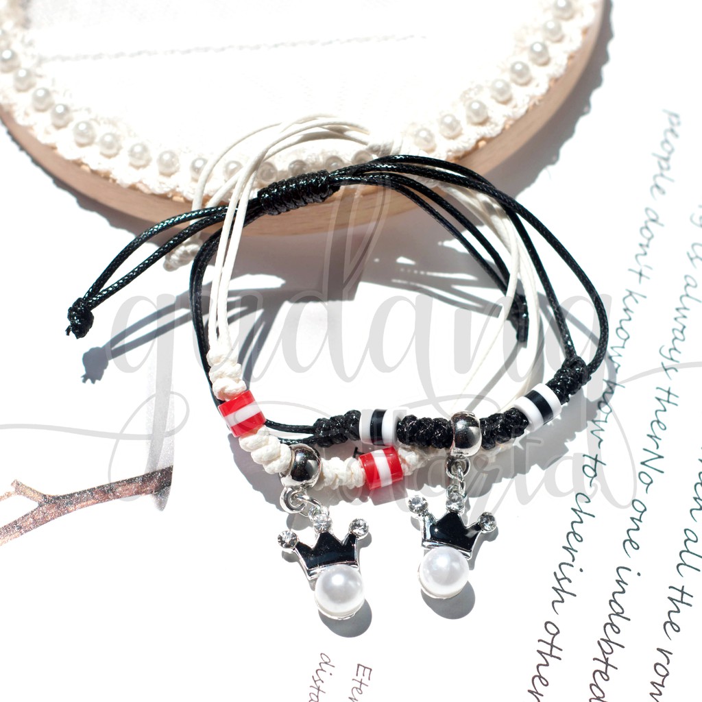 Gelang BFF Pearl With Crown Gelang Couple Mutiara Dengan Mahkota SET ISI 2 Lucu GH 205330